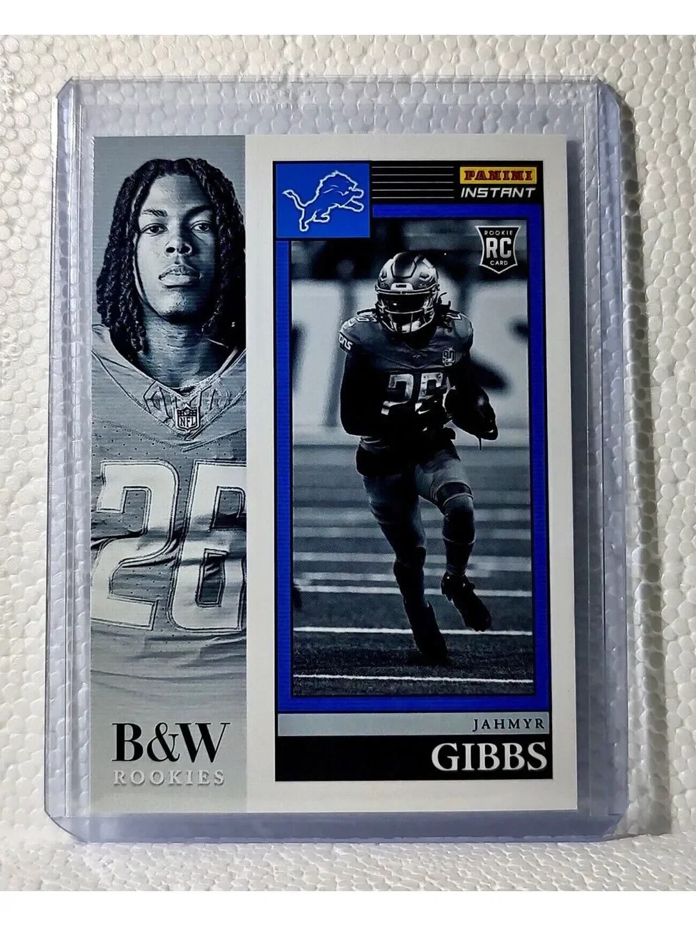 Jahmyr Gibbs 2023 Panini NFL #12 Black & White Rookies Card Detroit Lions 1/216